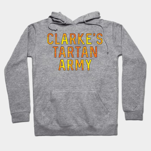 Clarke's Tartan Army, Scottish Lion Rampant Coloured Tartan, Scottish Football Slogan Hoodie by MacPean